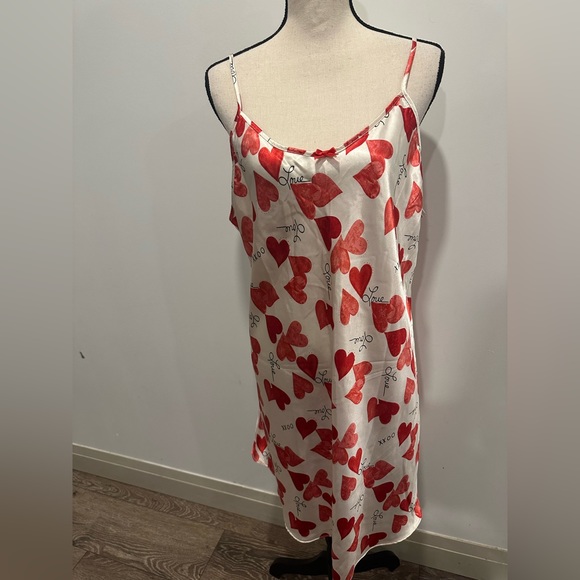 SOLD Secret Treasures Plus Lingerie Slip Dress Midi Heart XOXO Love L/XL - Picture 2 of 8